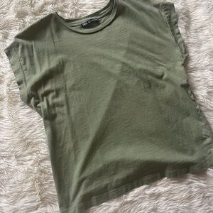 Zara olive green short sleeve basic tee